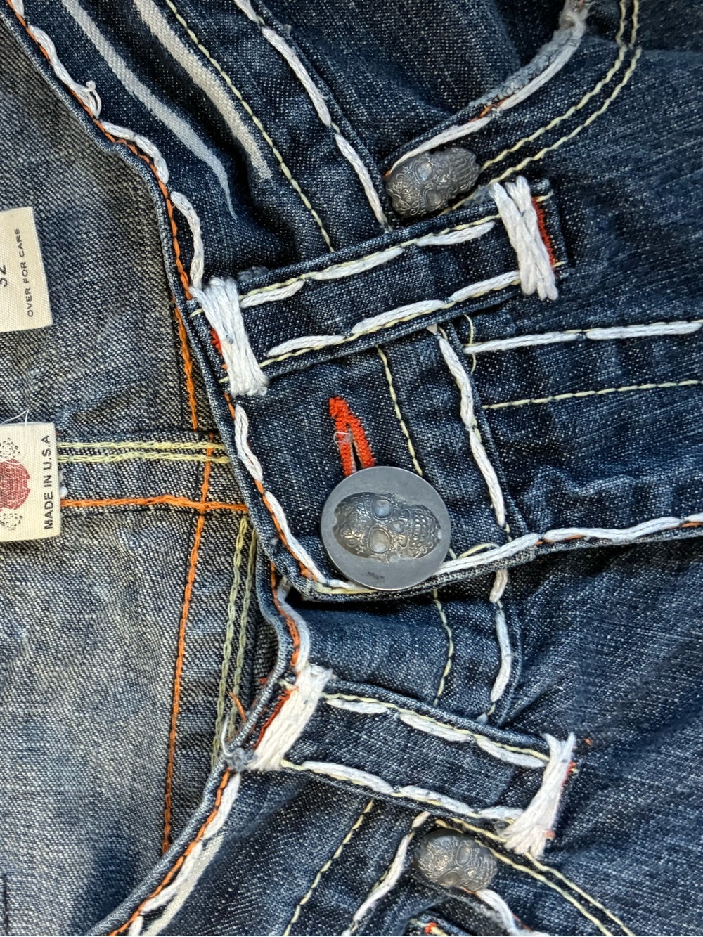 Laguna B Men's Dark Blue Denim Jeans with Orange Stitching